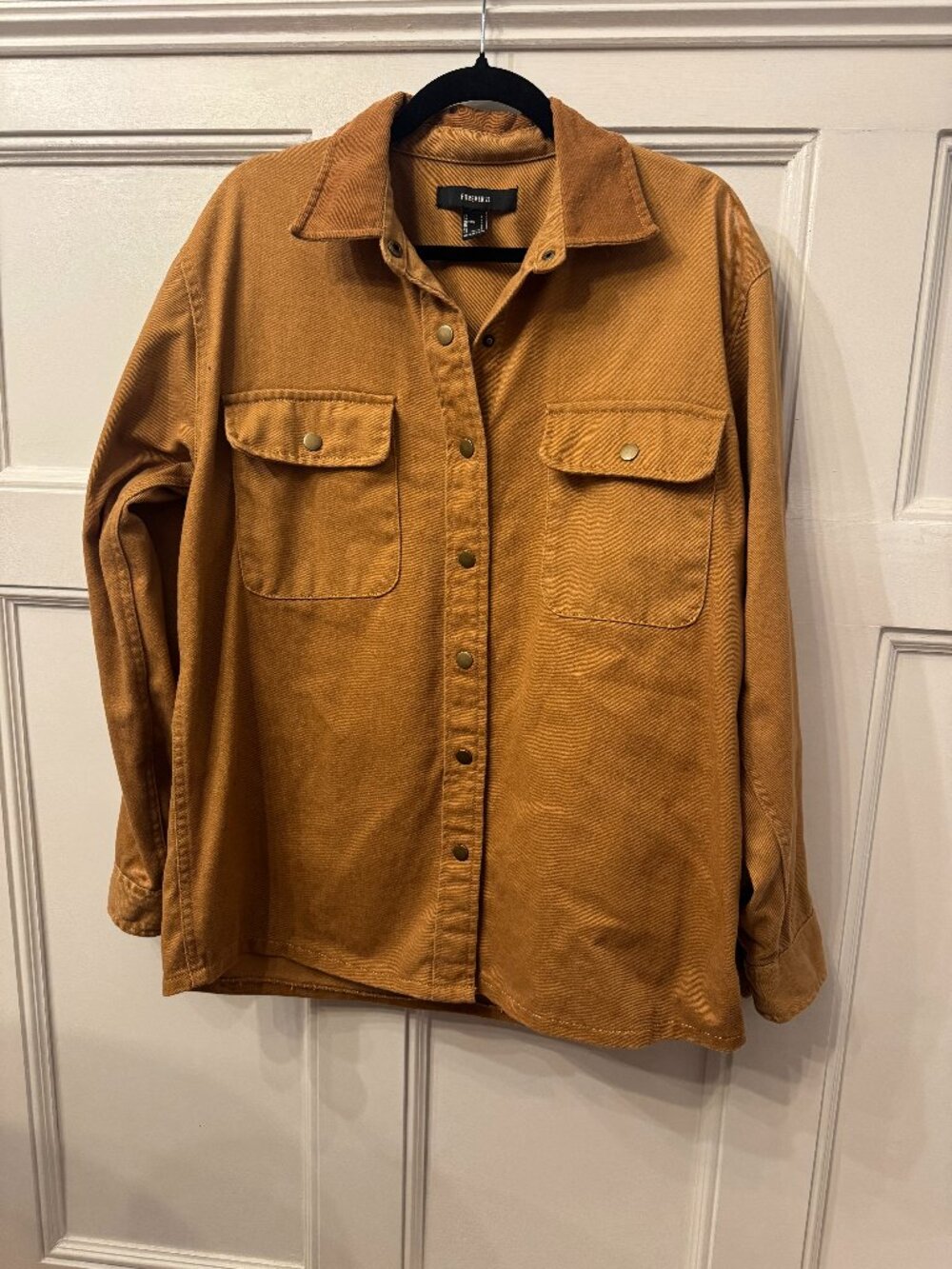 Oversized Twill Shacket | Caramel Brown | Small | Forever 21